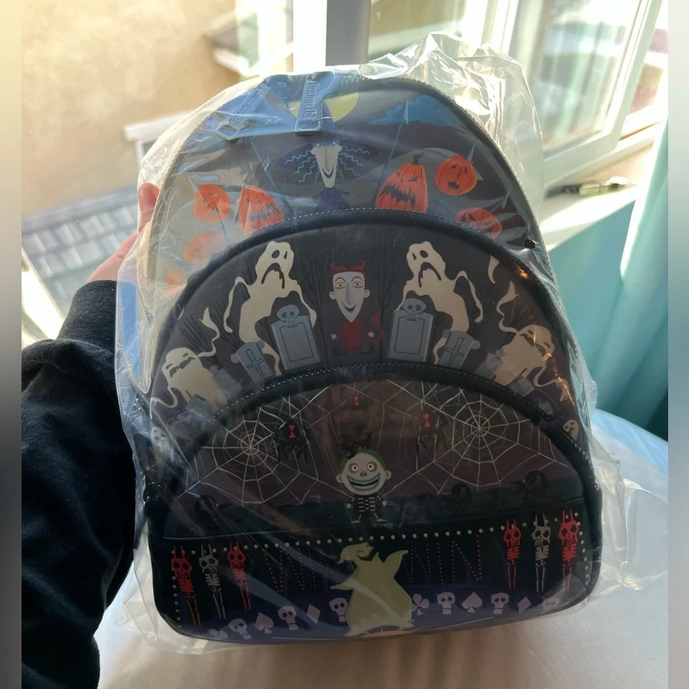 Loungefly Black Halloween Backpack with Spooky Design - Picture 7 of 7